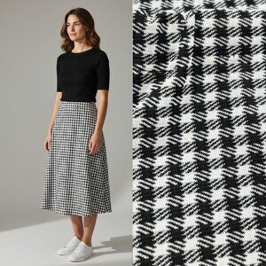 Vtg 70s handmade double-knit black gingham skirt